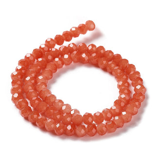 Electroplate Glass Beads Strands, Creamy Tomato, 6x5mm, Hole: 1mm; about 85 beads