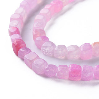 (Crackle Agate)  (6-7 mm cubes) 15.5" strand.  approx 72 beads.  *Pink