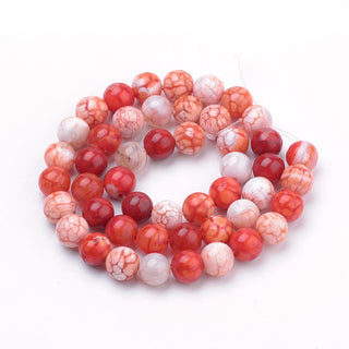 Agate "Weathered"  (8mm rounds) 15.5" strand.  approx 43 beads.  Orange - Red.