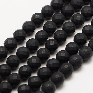 Onyx (Faceted. 64 Facets) Black.  (Matte)  *8mm round.   Approx 50 Beads.