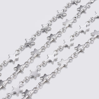 304 Stainless Steel STAR Link Chain. Soldered.  12 x 6 x 1mm.  (Sold by the Foot)