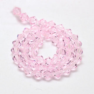 Bicone 3 x 3mm.  Faceted. AAA.  Pearl Pink.  Approx 120 Beads/ Strand.