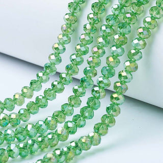 Electroplate Glass Beads Strands, AB Color Plated, Faceted, Rondelle, Pale Green, 2.5x2mm, Hole: 0.4mm, about 199pcs/strand, 13.4 inch(34cm)