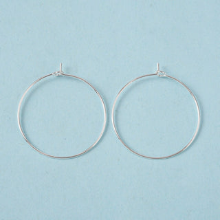 Silver Color Plated Brass Earring Hoops, Wine Glass Charm Rings, 20 Gauge, 30x0.8mm.  (packed 20/ 10 Pair)