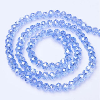 Electroplate Glass Beads Strands, AB Color Plated, Faceted, Rondelle,Light Sky Blue, 2.5x2mm, Hole: 0.4mm, about 199pcs/strand, 13.4 inch(34cm)