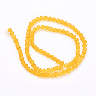 4mm Faceted Round Crystals *Golden Yellow. (approx 100 beads per 15" Strand)