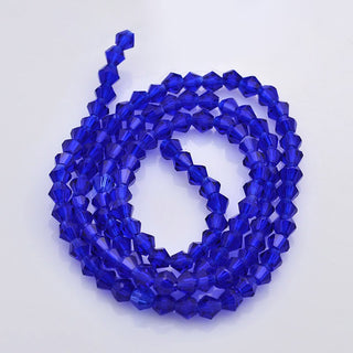 Bicone Beads Faceted. Dark Blue  (4 x 4mm) . (approx 90 beads on a 14" strand)