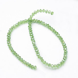 Electroplate Glass Beads Strands, AB Color Plated, Faceted, Rondelle, Lawn Green, 3x2mm, Hole: 1mm, about 165~169pcs/strand