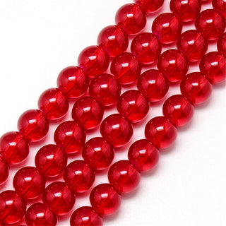 Jelly Look  "Opalite" Red  with Sheen  (round) (Glass Beads) 8mm (approx 50 beads)