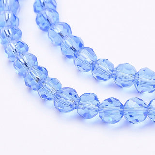 4mm Faceted Round Crystals * Light Sky Blue  (approx 100 beads per 15" Strand)