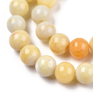 Opaque Crackle Glass Round Beads Strands, (8mm).  Imitation Stones, Round, Pastel "Shades of Sunshine" Colors, Hole: 1.5mm, approx 50 Beads.