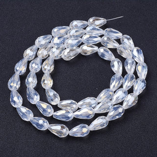 Electroplate Glass Beads Strands, AB Color Plated, Faceted Teardrop, 15x10mm, Hole: 1mm, 50pcs/strand. (See Color Options)