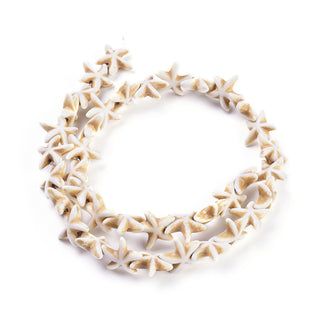 Howlite Starfish/Sea Stars, Tan, 15.5x13.5x5.5mm, Hole: 1mm, approx 35 Beads.