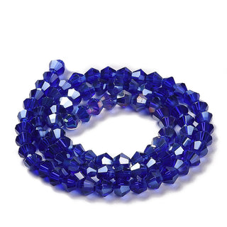 Transparent Electroplate Glass Beads Strands, AB Color Plated, Faceted, Bicone, Dark Blue AB, 3 mm, Hole: 0.7mm, about 145~150pcs/strand, 16.34~16.54 inch(41.5~42cm) (Copy)