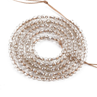 Electroplated Glass Beads Strands, Pearl Luster Plated, Faceted, Light Grey, 2mm, Hole: 0.5mm, about 192~194pcs/strand