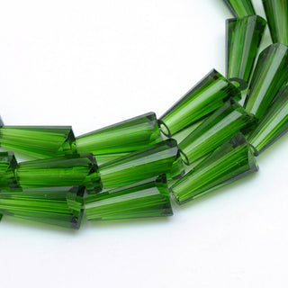 Transparent Glass Bead Strands, Cone, Green, 9~12x6mm, Hole: 2mm.  (Approx 23 Beads)