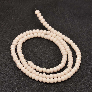 Faceted Rondelle Glass Beads Strands, Blanched Almond, 3x2mm, Hole: 0.8mm, approx 125 Beads, 13.7~14.1 inch(35~36cm)