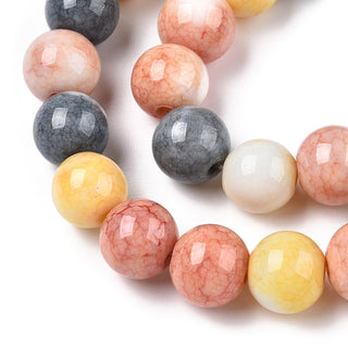 Opaque Crackle Glass Round Beads Strands, Imitation Stones, 10 mm. Round,Pastel "Soft Assorted" Colors, Hole: 1.5mm, approx 40 Beads.