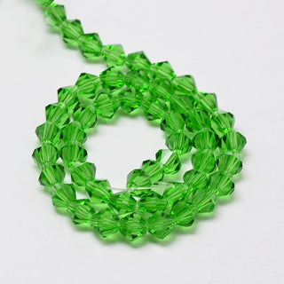 Bicone 3 x 3mm.  Faceted.  Spring Green .approx 120 Beads/ Strand.