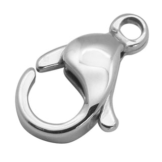 304 Stainless Steel Lobster Claw Clasps, Parrot Trigger Clasps, Manual Polishing, Stainless Steel Color, 17x10.5x4mm, Hole: 2.2mm.  (Packed 5 Clasps)