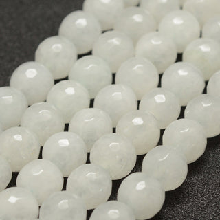 Jade (Shades of White) *Faceted.  10 mm.  Approx 36 Beads.