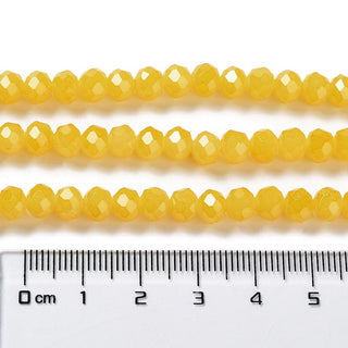 Electroplate Glass Beads Strands, Creamy Golden Yellow, 6x5mm, Hole: 1mm; about 85 beads