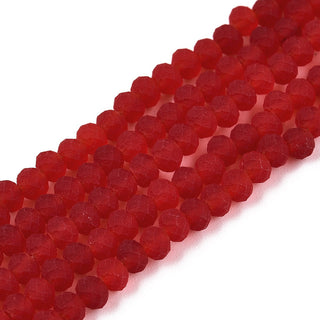 Transparent Glass Beads Strands, Faceted, (*Frosted), Rondelle, 3.5~3.8mm, Hole: 1mm, about 113~115pcs/strand, 32.5~33cm.  See Color Options