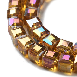 Electroplate Glass Bead Strands, Faceted, Cube, Goldenrod, 6x6x6mm, Hole: 1mm, about 100pcs/strand, 21.6 inch strand. (Copy)