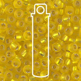 Seed Bead (MIYUKI 6/0)  Round.  (Matte Silver Lined Yellow)  20gm tube.