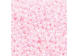 Czech 10/0 Seed Beads.  (Round).  Pearl Dyed Pale Pink.  (Strung.  Approx 23 grams)