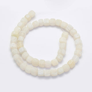 Agate Beads,  Cube, White (Matte) Color, Approx 8/9mm, Hole: 1mm, about 50pcs/strand, 16''(41cm)