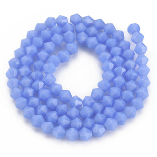 Opaque Solid Color Glass Beads Strands, Faceted, Bicone, Cornflower Blue, 4.5x4mm, Hole: 1mm, about 92~96pcs/strand