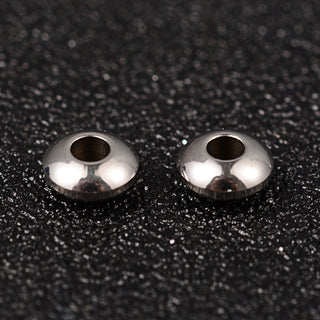 304 Stainless Steel Spacer Beads, Rondelle, Stainless Steel Color, 6x3mm, Hole: 2mm.  (Packed 10 Beads)