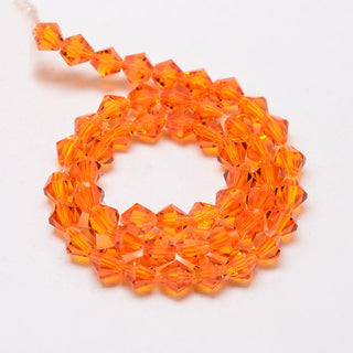 Bicone 3 x 3mm.  Faceted.  Dark Orange.  AAA. Approx 120 Beads/ Strand.