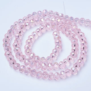 Electroplate Glass Beads Strands, AB Color Plated, Faceted, Rondelle, Pink, 2.5x2mm, Hole: 0.4mm, about 199pcs/strand, 13.4 inch(34cm)