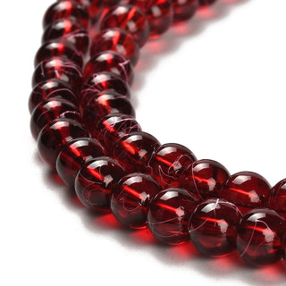 6mm Glass Round Beads.  Reddish Brown with Pinky White Splatter.  Approx 60 Beads.