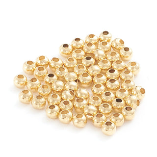 304 Stainless Steel Beads, Hollow Round, Golden, 2x2mm, Hole: 0.8mm, approx 500pcs/bag  *Packed 500 Beads