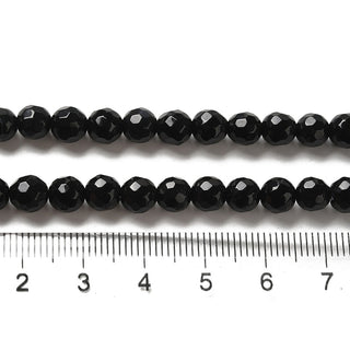 Onyx (Faceted. 128 Facets) Black.  *6mm round.   Approx 60 Beads.