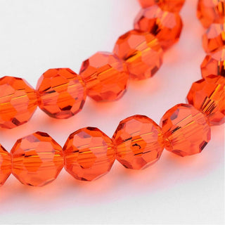 4mm Faceted Round Crystals * Deep Orange (approx 100 beads per 15" Strand)