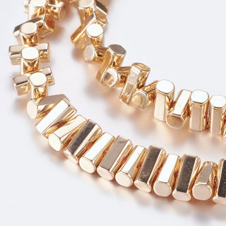 Non-magnetic Hematite Beads Strands, Column, Light Gold Plated, 6.5x3mm, Hole: 1mm, approx 50 beads)