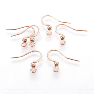 316 Surgical Stainless Steel French Earring Hooks, with Horizontal Loop, Flat Earring Hooks, Rose Gold Color, 15.5~16x18.9~19mm, Hole: 2mm, Pin: 0.7mm *Packed 10 (50 Sets) (Copy)