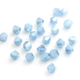 Electroplate Glass Imitation Jade Beads Strands, Faceted, Rainbow Color Plated, Grade AAA, Bicone, Sky Blue, 4mm, Hole: 1mm.  Approx 95 Beads.