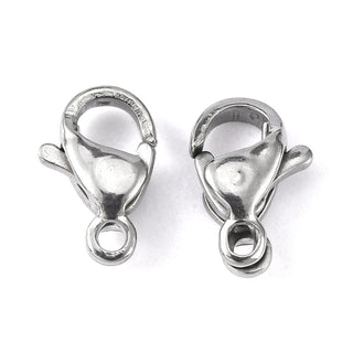 304 Stainless Steel Lobster Claw Clasps, Parrot Trigger Clasps, Stainless Steel Color, 9x6x3mm, Hole: 1mm (Packed 10 Clasps)