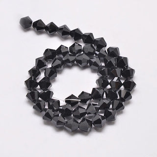 Bicone 3 x 3mm.  Faceted.  Black .approx 120 Beads/ Strand.