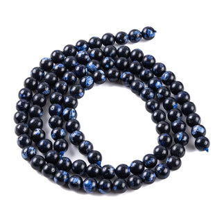 Natural Malaysia Jade Beads Strands, Round, Dyed, Prussian Blue, 8mm, Hole: 1mm, about 48pcs/strand