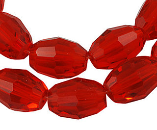 Glass Beads Strands, Faceted Oval, Red, bead: 8mm long, 6mm thick, hole: 1.5mm, about 72pcs/strand