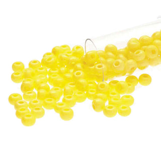 Seed Bead (Czech 6/0)  Round.  (Opaque Yellow Dyed Terra)  20 gm tube.