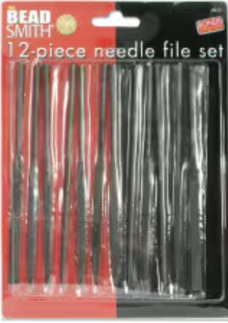 Beadsmith  12- Piece Needle File Set  *Comes with Bonus Storage Sleeve. 2 Cut.  3mm to 140mm.