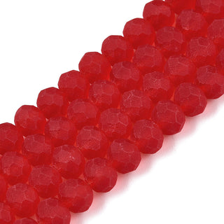 Transparent Glass Beads Strands, Faceted, (*Frosted), Rondelle,6x4.5mm, Hole: 1.4mm, about 84~85pcs/strand  See Color Options