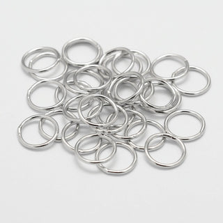 Closed Jump Rings,  Metal , 7 mm Inner-diam, (Packed 50) *Silver tone over Brass